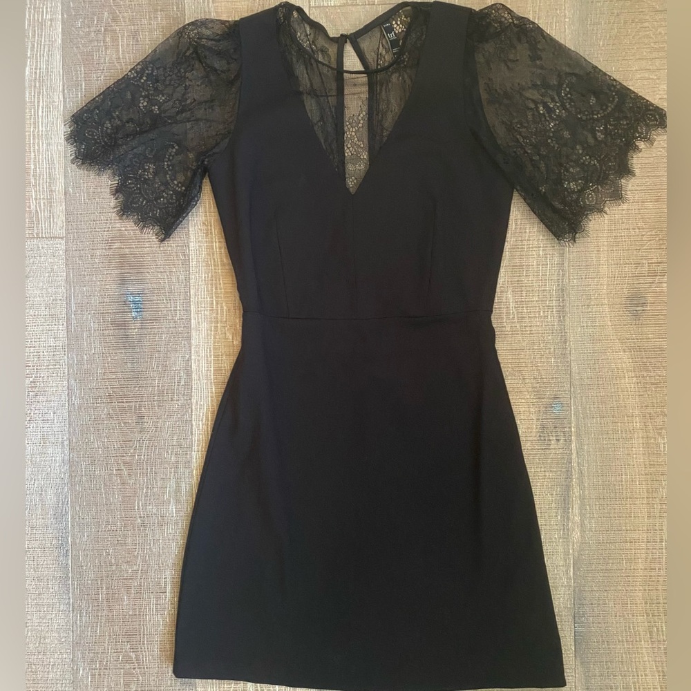 Zara Black Dress with Lace Sleeves